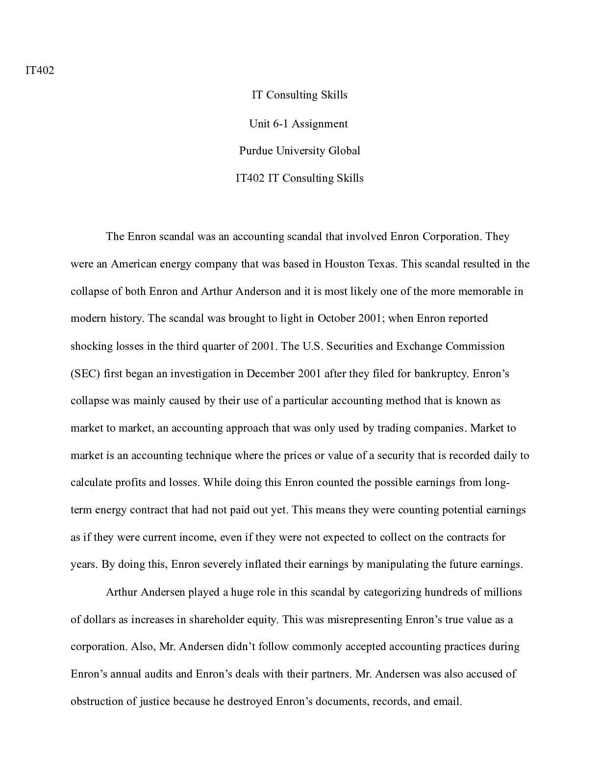 Preview image for IT402 Unit 6 Assignment 1 .docx    IT402  IT Consulting Skills   Unit 6-1 Assignment  Purd